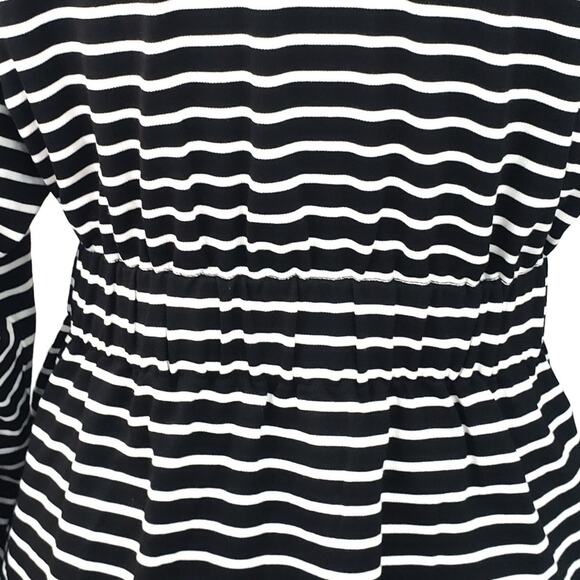 Chico's Black White Stripe Tie, Zip Jacket Medium Career Casual Neutral Nautical - Picture 6 of 8